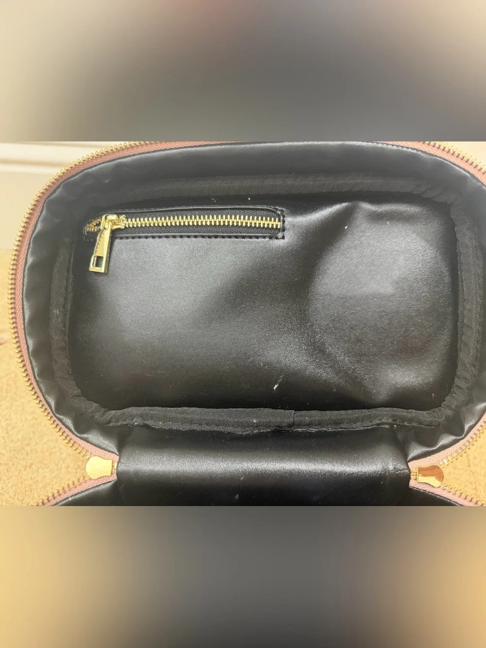 Sly Beauty Pink Vegan Leather Makeup Train Case Cosmetic Organizer